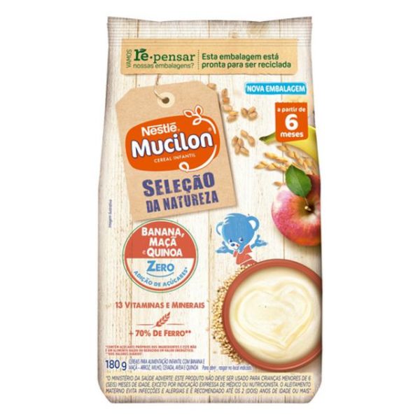 Cereal Mucilon Nestlé Banana, Maçã e Quinoa 180G