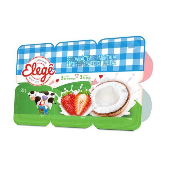 Bebida Láctea Sabor Polpa de Morango e Coco Elegê 510G