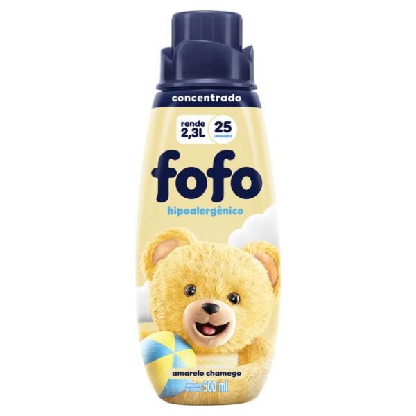 Amaciante de Roupas Fofo Concentrado Hipoalergênico Amarelo Chamego 500ML