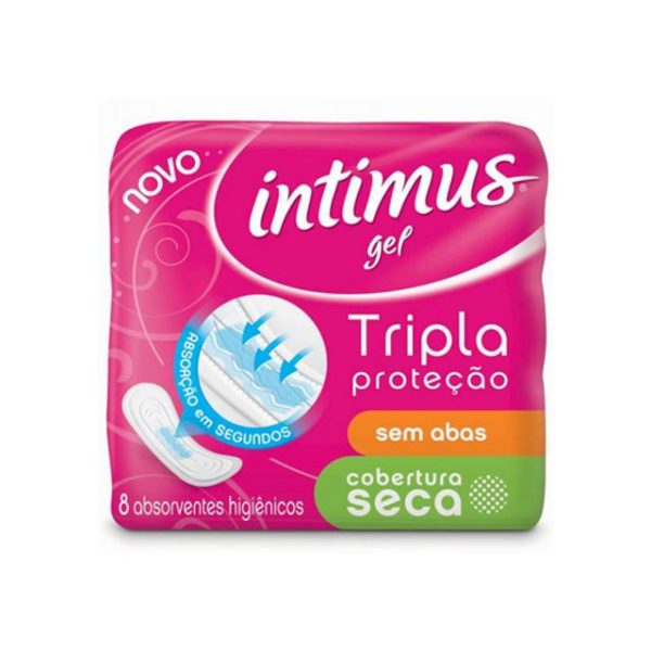 Absorvente Intimus Tripla Proteção Cobertura Seca sem Abas Contém 8 Unidades