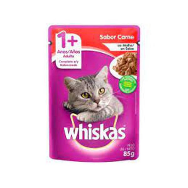 Ração Úmida Whiskas Sachê para Gatos Sabor Carne ao Molho 85G