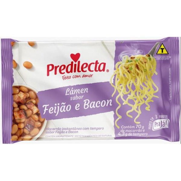 Macarrão Instantâneo Predilecta Lámen Sabor Feijão e Bacon 74G