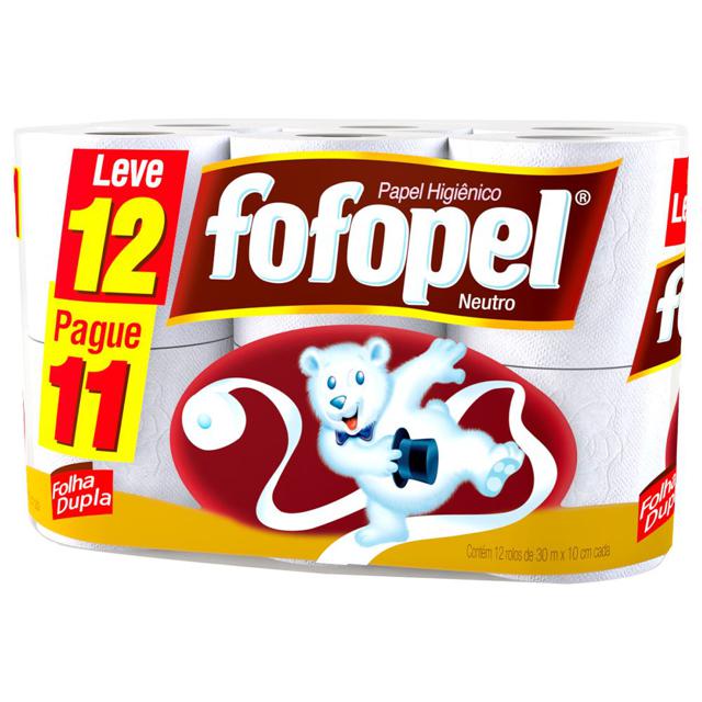 Papel Higiênico Fofopel Folha Dupla 12 Rolos Kiqualy 1264